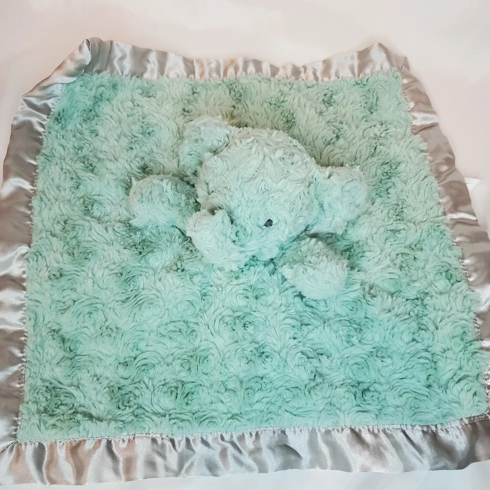 Cloud Island Teal Green Elephant‎ Lovey Plush Baby Security Blanket Target Minky